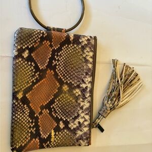 THACKER Purse Wristlet Pouch Clutch Gable Ring Travel  Leather Zip